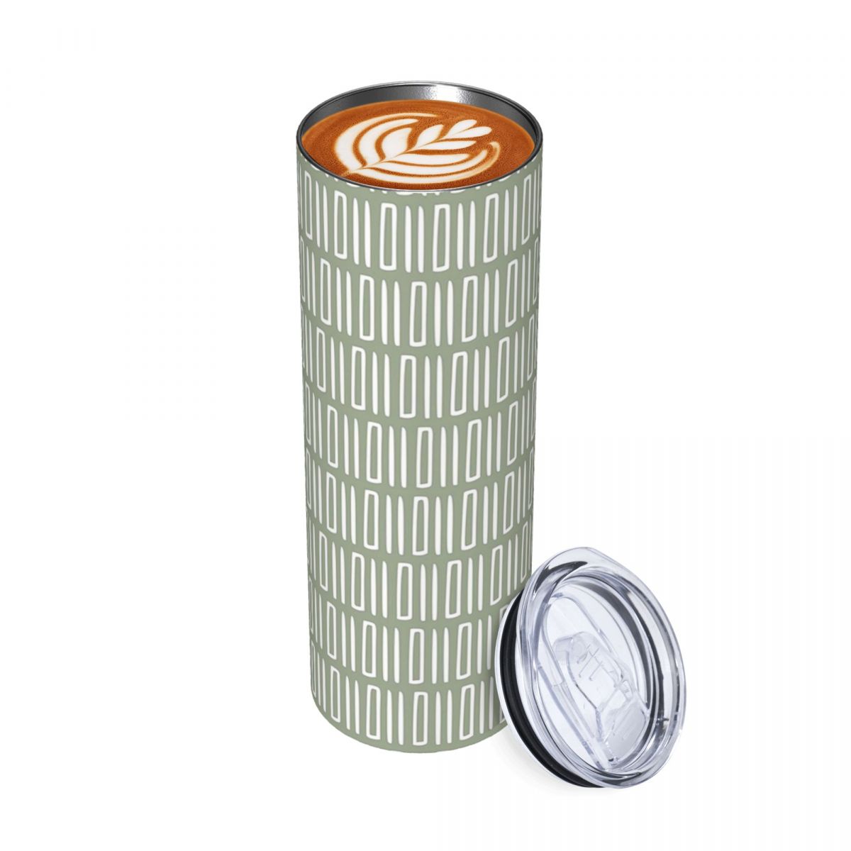 트라이벌 보헤미안 추상 패턴, 녹색과 흰색 스테인리스  - Tumbler 20Oz White 리뷰 및 가격