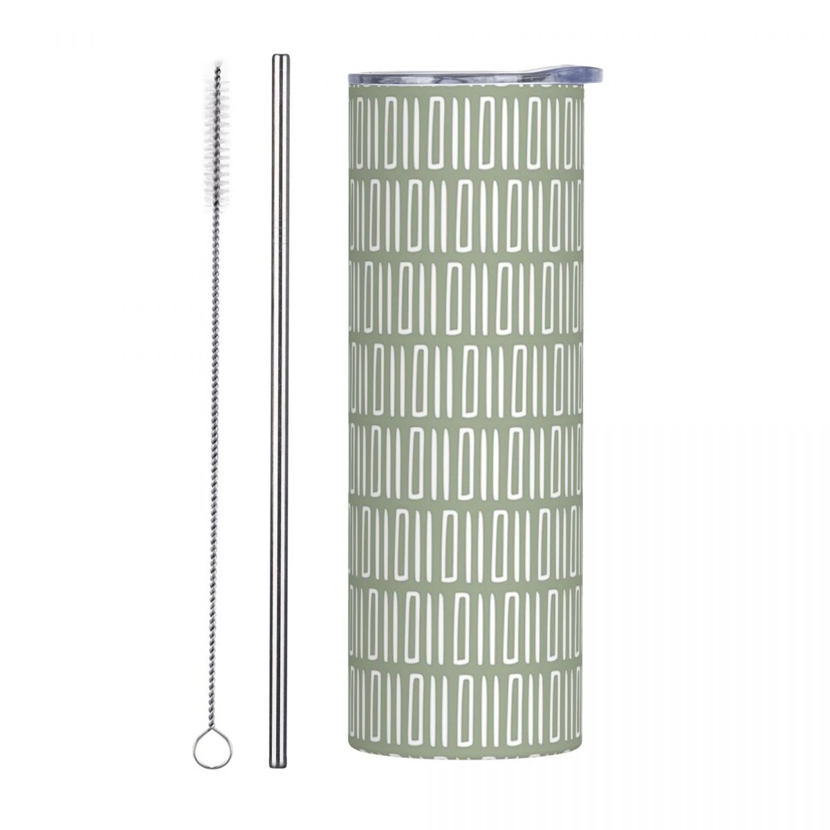 트라이벌 보헤미안 추상 패턴, 녹색과 흰색 스테인리스  - Tumbler 20Oz White 리뷰 및 가격
