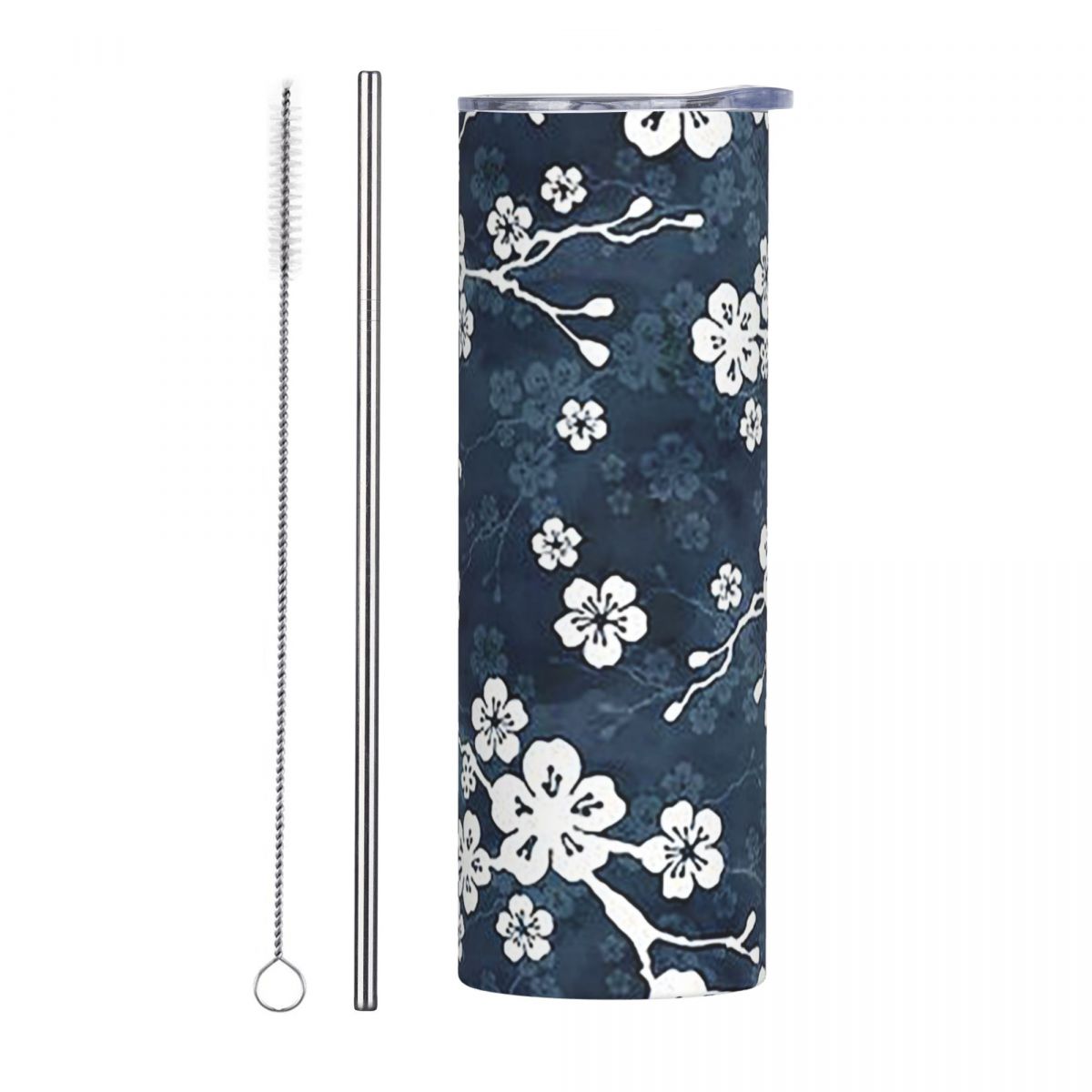 네이비와 흰색의 벚꽃 무늬가 새겨진 스테인리스 스틸 텀 - Tumbler 20Oz White 리뷰 및 가격