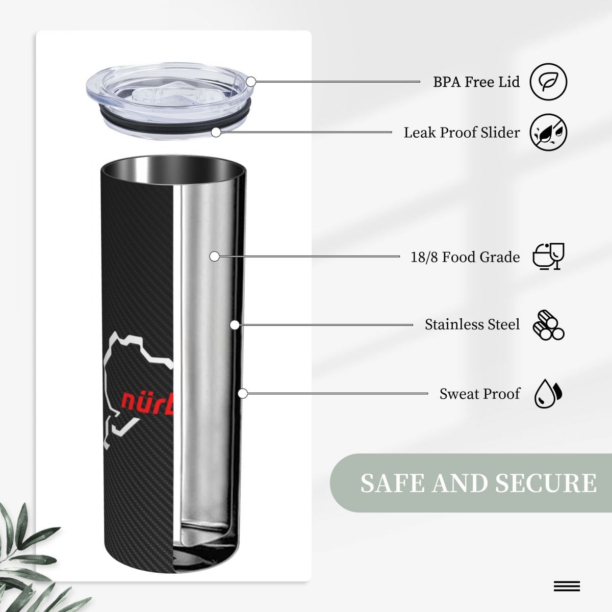 뉘르부르크링 카본 파이버 화이트-레드 스테인리스 스틸  - Tumbler 20Oz White 리뷰 및 가격